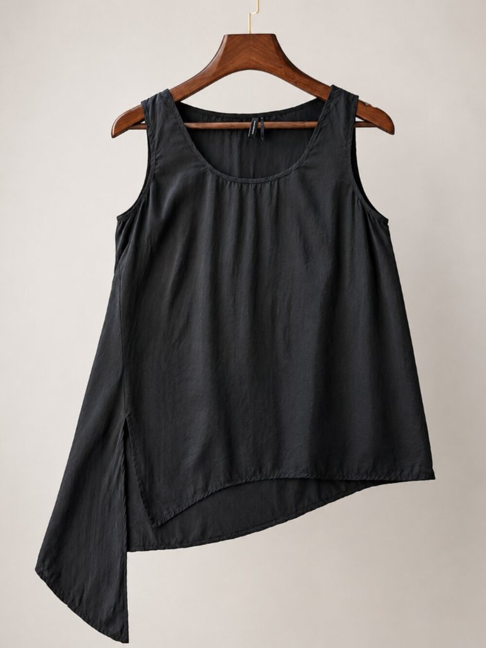 Stella Carakasi Asymmetric Handkerchief Hem Black Tank Top S Minimalist